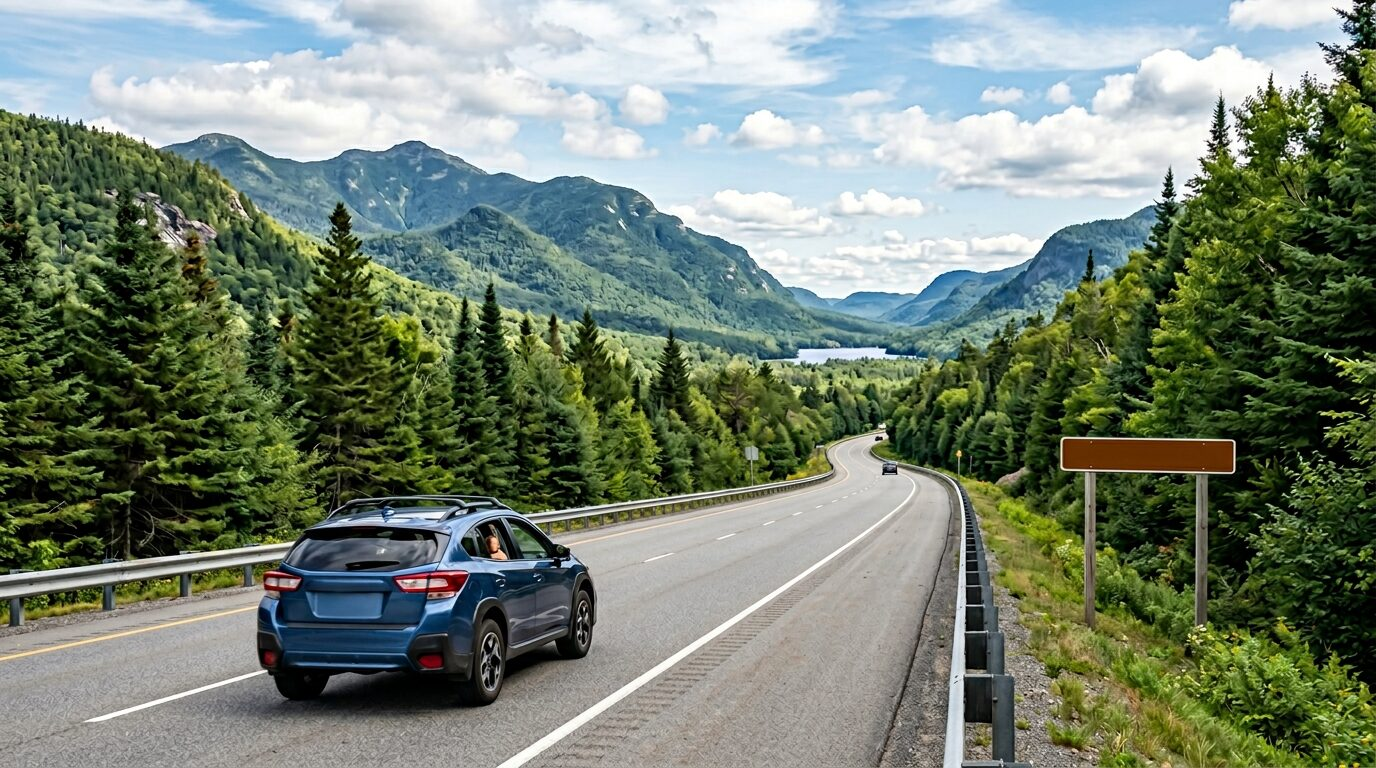Driving on the Northway to Lake Placid, NY