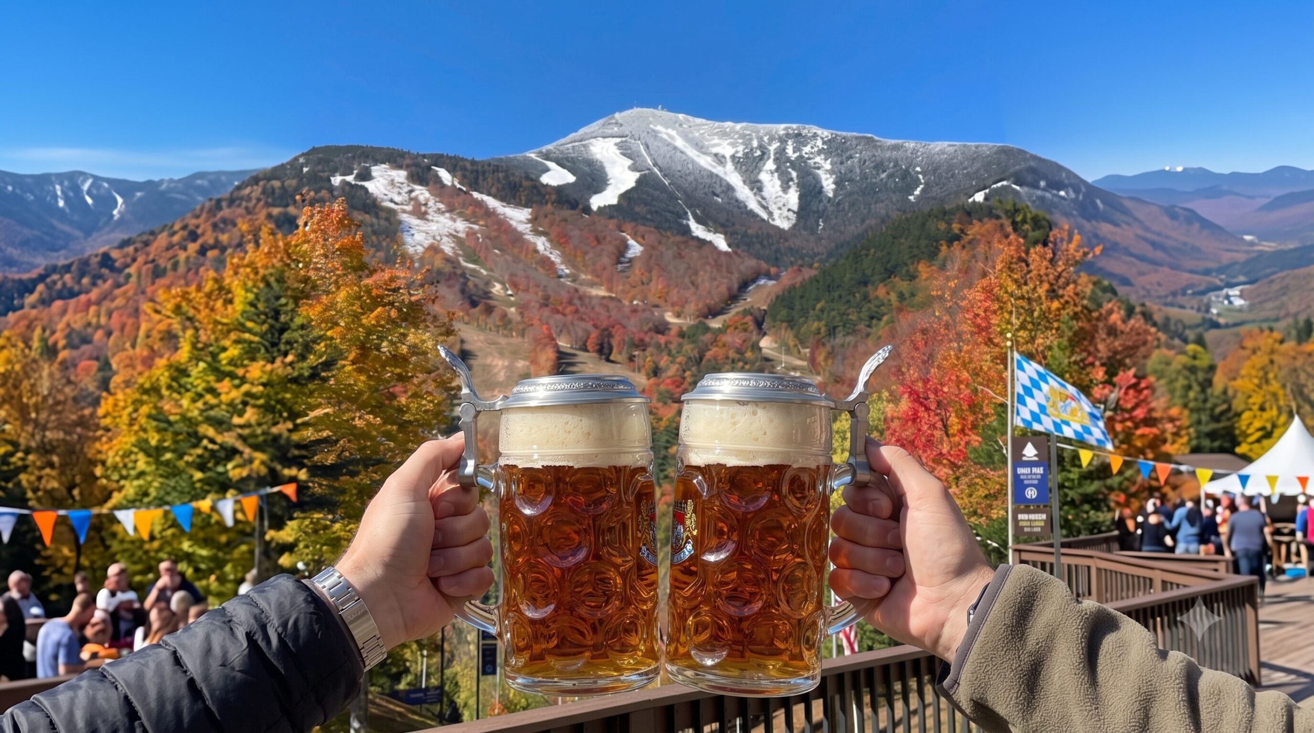 Oktoberfest Adirondack fall foliage at Whiteface Mountain during Oktoberfest weekend — peak color September 26-27, 2026